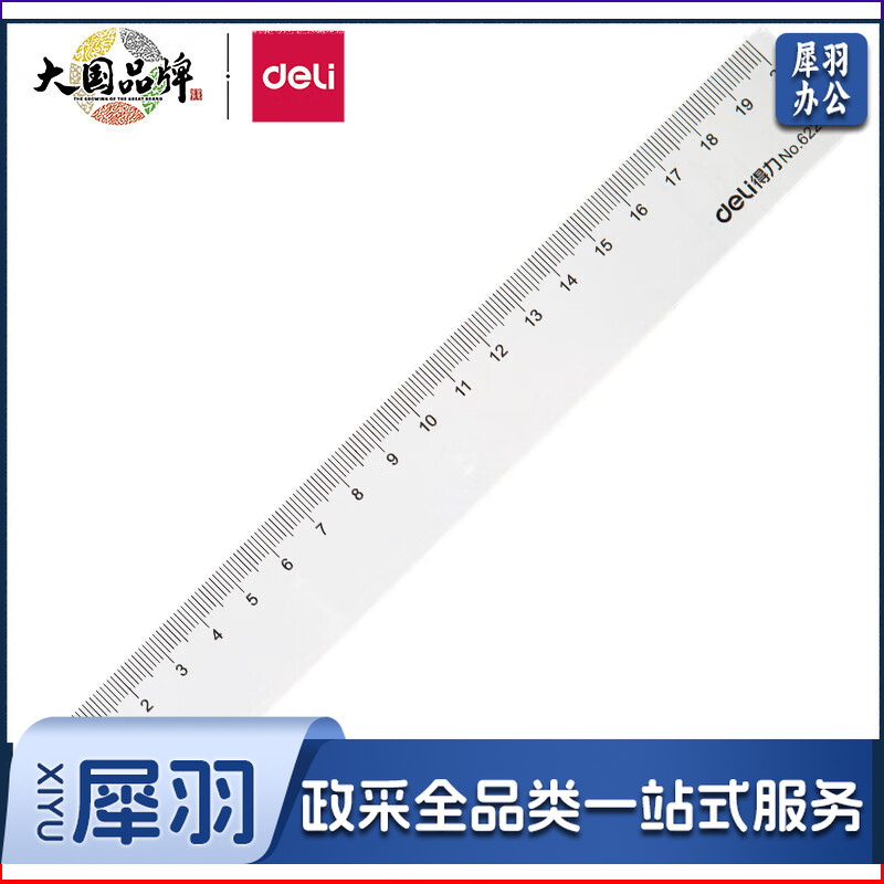 得力/deli 6220  办公通用直尺 测量绘图尺子 20cm （单位：把）