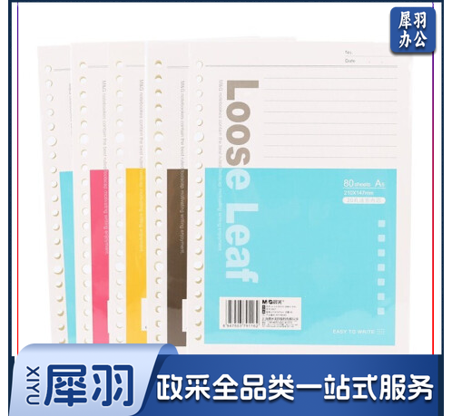 晨光 M＆G 活页芯 替换内芯APY9B045 A5 20孔80页/本 (颜色随机) DBJ202309131028458
