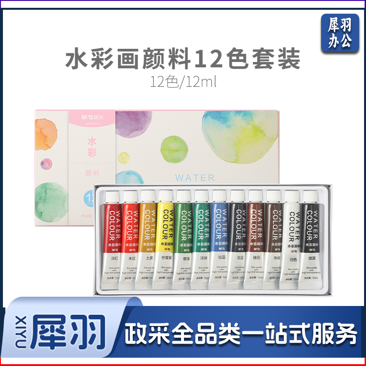 晨光颜料水彩画12色套装12ml APL976F8