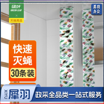 绿叶(Green Leaf)粘蝇条 粘苍蝇彩带 粘飞虫挂条30条装JD3001