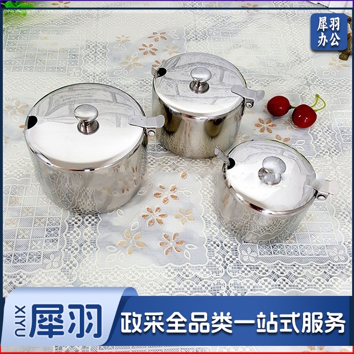 不锈钢带盖糖盅调味罐商用调料盒带勺味精罐装盐辣椒油罐厨房用品（不锈钢调味罐-大号）