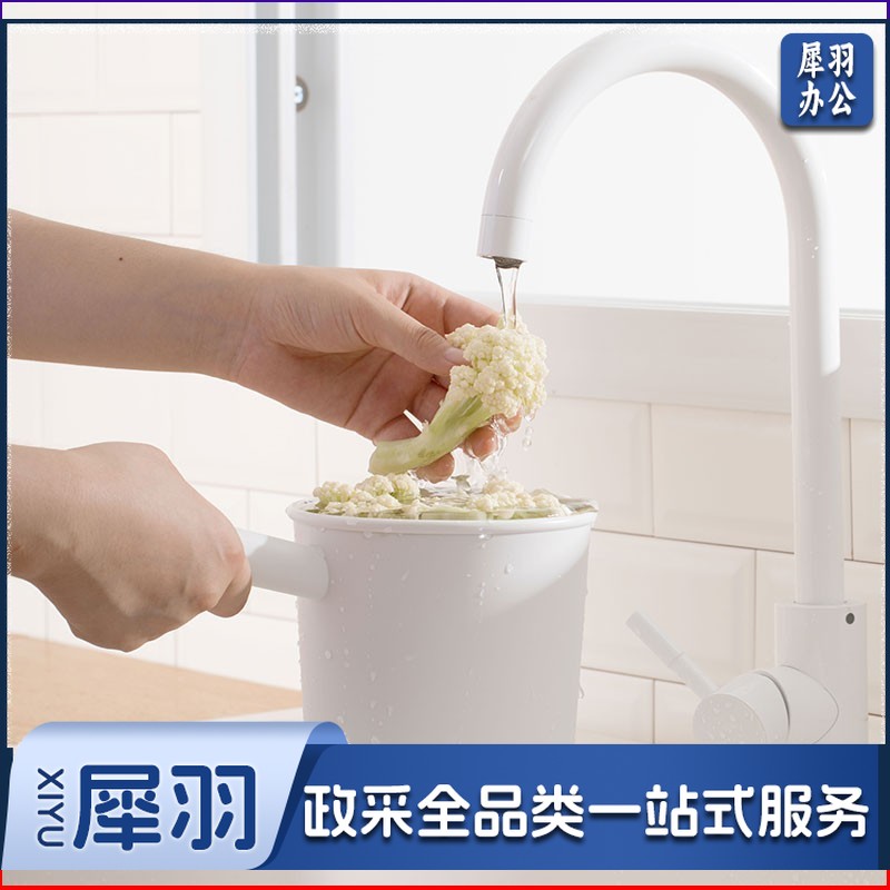 茶花朴简日式单手桶 家用厨房水瓢 浇花长柄水勺沐浴塑料手桶 贝利单手勺