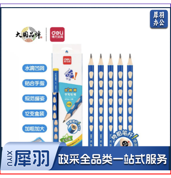 得力(deli)洞洞铅笔 12支HB特粗杆易抓握洞洞笔 儿童矫姿铅笔 学生练字笔3.2mm 六一儿童节礼物S966-HB