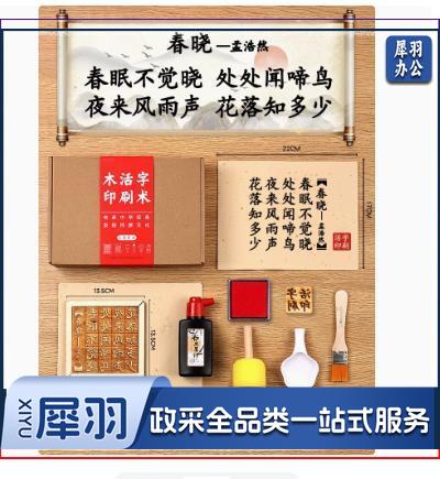 木活字印刷术diy套装材料包拓印字模工具非遗手工玩具 （五言 春晓 20张宣纸）