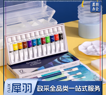 得力(deli)水粉颜料12色艺色彩课组合艺术家级品质颜料套装 HS311-12