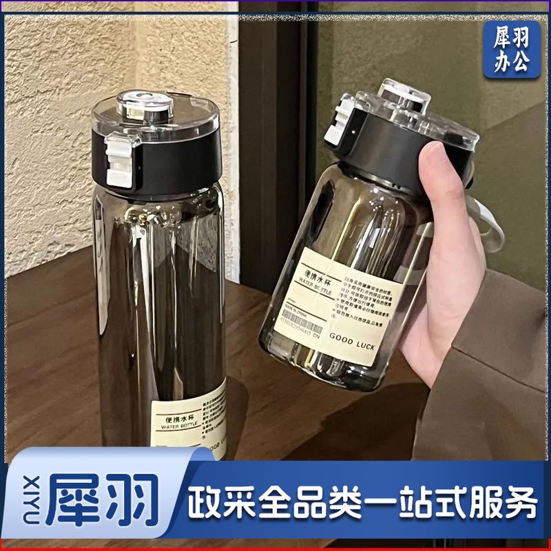 无印杯子良品杯高颜值简约随手杯便携耐摔塑料杯带茶隔耐高温水杯（白色-350ml）