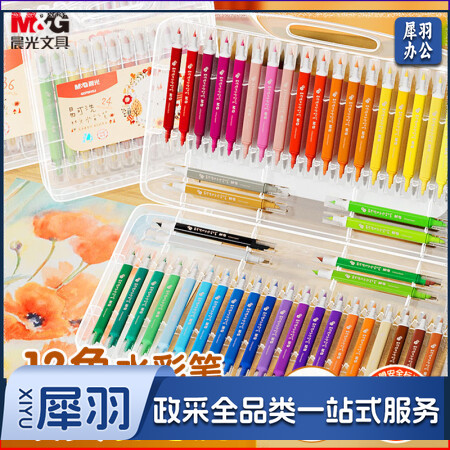 晨光(M&G)QCP901CH 12色三角杆双头水彩笔 易可洗(盒)