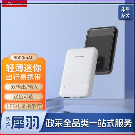 纽曼(Newmine)A502超薄轻巧移动电源 5000毫安时 聚合物充电宝 双USB输出快速充电 白