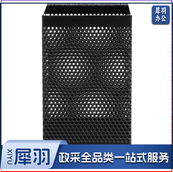 得力908笔筒 金属网纹方形笔筒 黑色方形笔筒