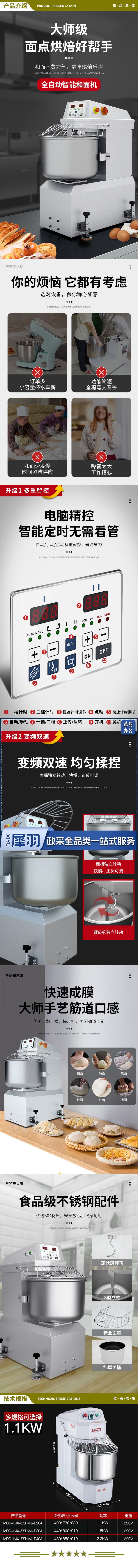 麦大厨 MDC-HJX-SSHMJ-D30A 和面机商用打蛋器厨师机多功能全自动厨房食堂餐厅仿手工揉面机 30升 2.jpg
