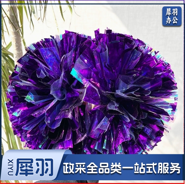 （大号六寸手柄款镭射红）啦啦队花球手拿花啦啦操跳舞运动会拉拉队手握舞蹈演出手柄镭射球