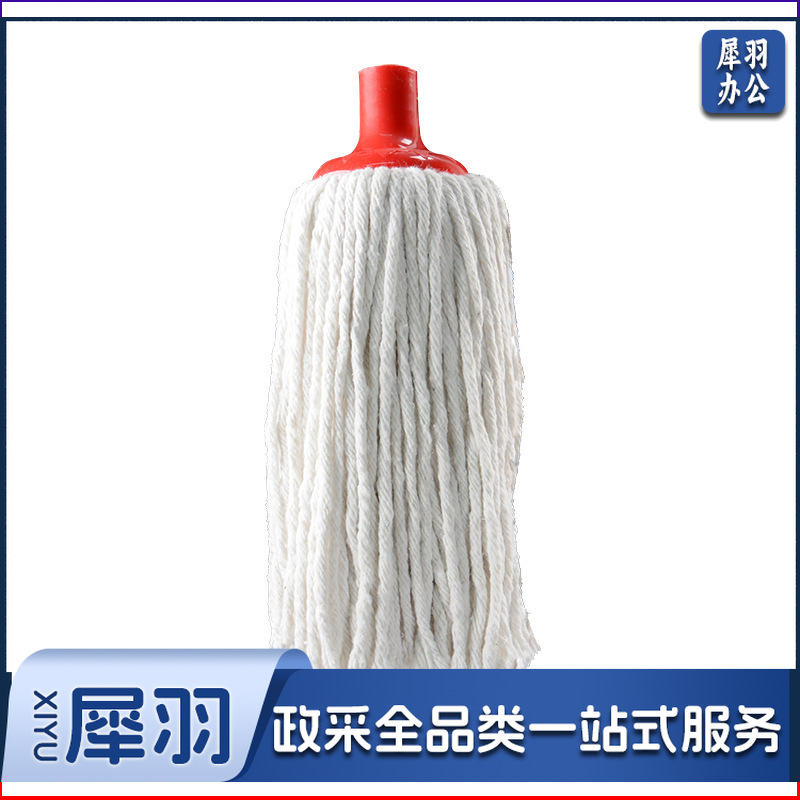 棉拖把棉线拖把头毛巾布宽地拖头家用工厂吸水拖布头螺纹扁替换头（400白色圆拖头无杆）