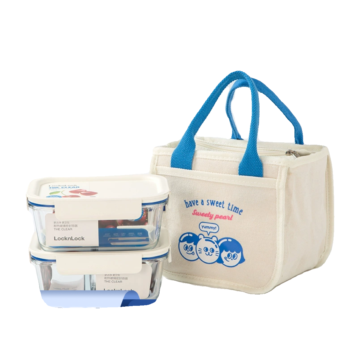 乐扣乐扣玻璃饭盒微波炉加热专用饭盒密封保鲜盒上班族带饭便当盒(630ml+740ml)