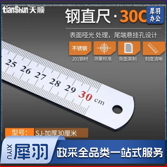 得力 钢尺直尺 不锈钢测量工具 30厘米(把)