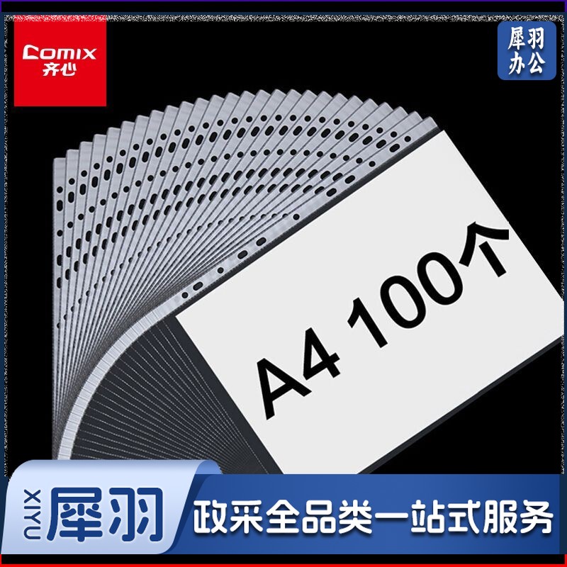 齐心 EH303A-1 A 4文件保护袋 11孔0.04mm 100个/套