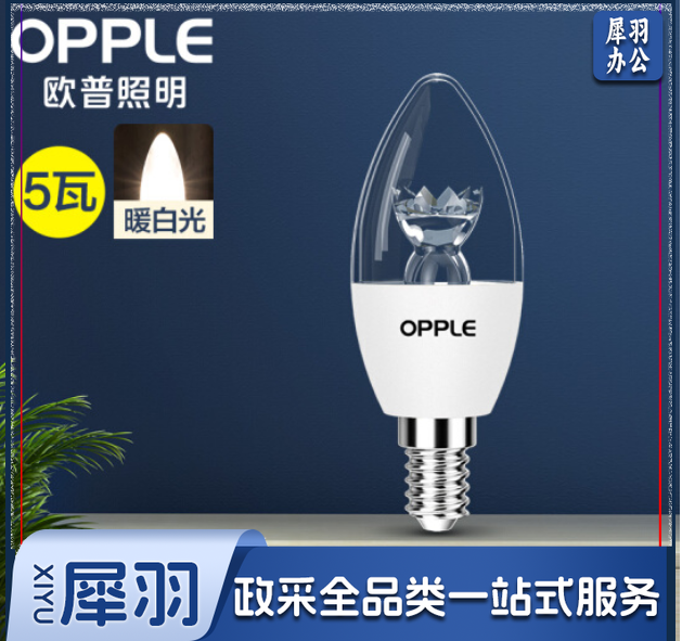 欧普照明（OPPLE）led灯泡 E14水晶灯泡吊灯灯泡壁灯小螺口蜡烛泡螺旋 尖泡 烛形灯泡 时尚白 5W暖白光10只装