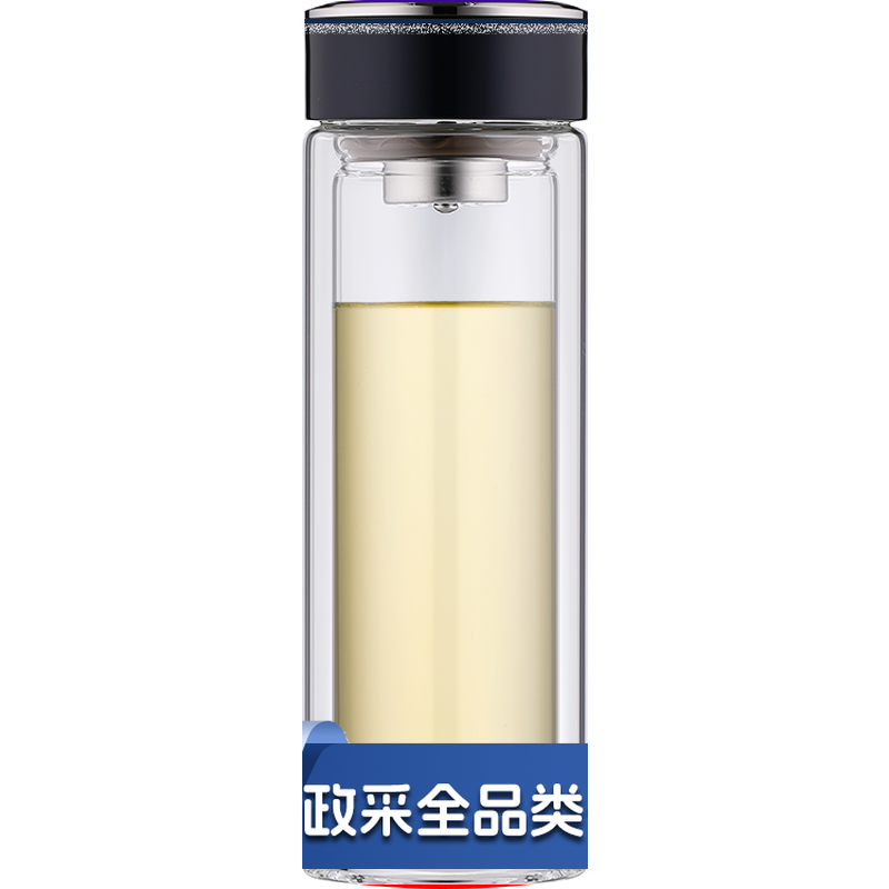 希诺(HEENOOR) 玻璃杯双层隔热茶杯男士商务办公泡茶带滤网便携车载水杯 XN-7081中闪银灰【310ml】