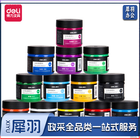 得力(deli)水粉画颜料13色100ml 丙烯画颜料手绘彩绘墙绘画画套装 美术绘画涂鸦防水颜料