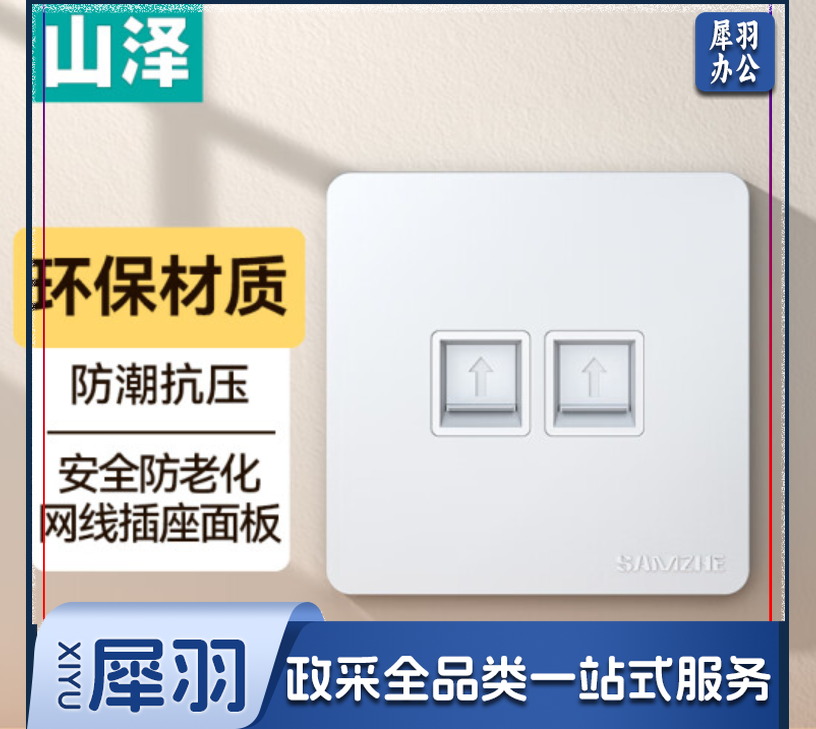 山泽（SAMZHE）电脑插座网线口网络双口面板