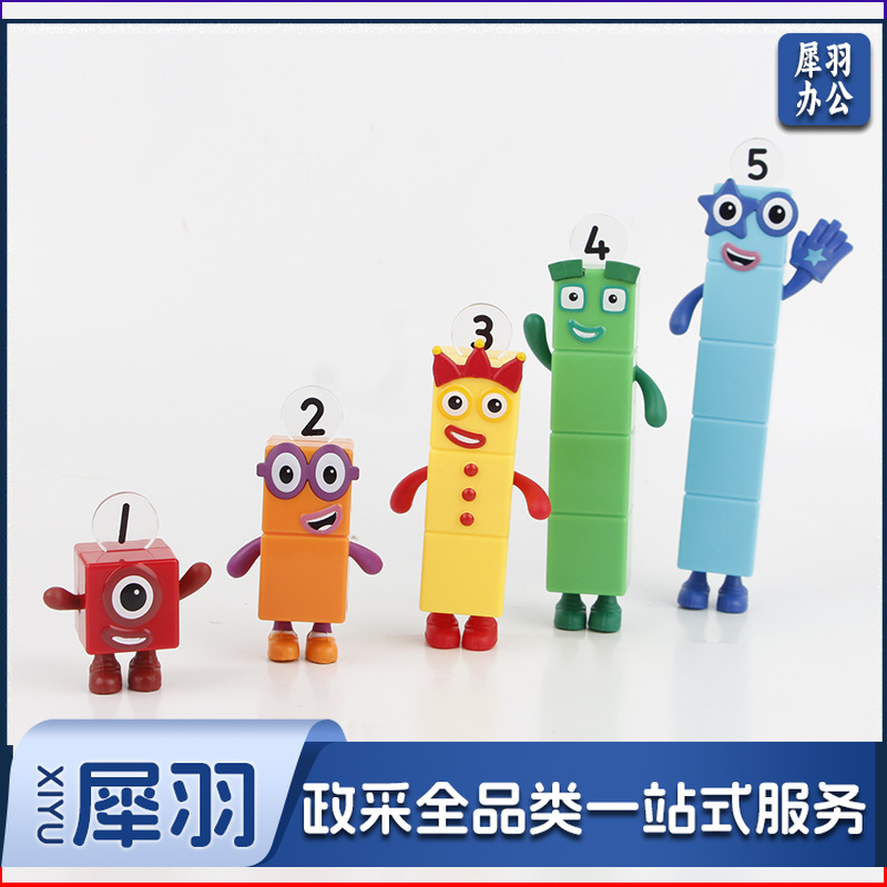 跨境科教热销 方块数字积木公仔模型5款手办玩具微景观查模型摆件
