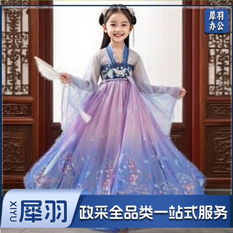 汉服夏季连衣裙女孩国风夏装+赠品（110码）