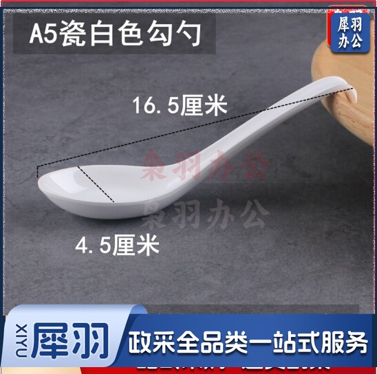 密胺汤勺长柄仿瓷塑料勺子 调羹汤匙 白色16.5厘米  10个
