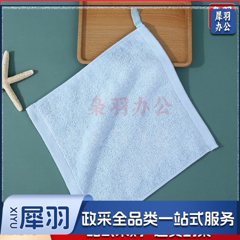 幼儿园专用擦嘴儿童方巾纯棉带挂绳全棉吸水擦手擦脸毛巾纯色加厚（尺寸齐全）一角挂绳