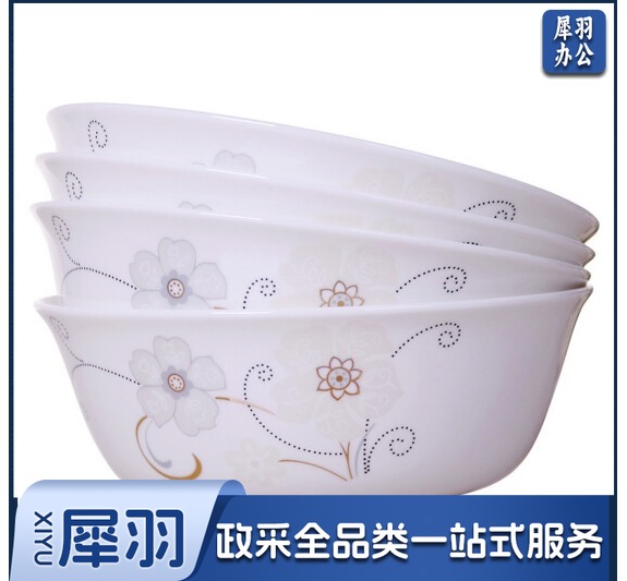 骨瓷面碗/6英寸大碗4件套装 白金花语