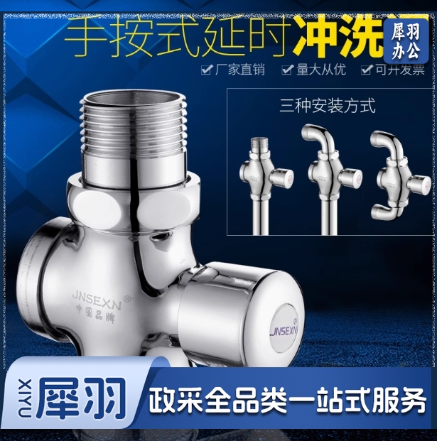 全铜延时手按式冲水阀蹲便器大便冲洗阀厕所阀门自闭式冲洗阀开关-cpy9249