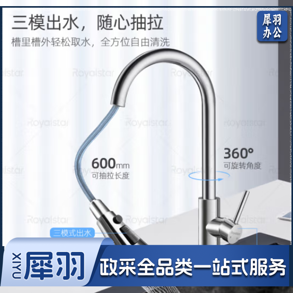 荣事达(Royalstar)厨房水龙头冷热 304不锈钢抽拉式龙头360°旋转水槽水龙头R103101
