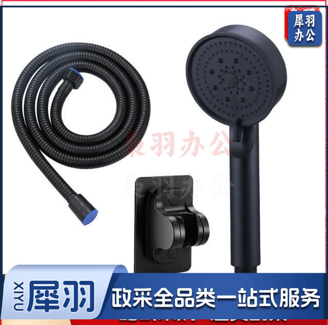 五档多功能大出水喷雾增压淋浴手持式花洒喷头磨砂黑色莲蓬头套装（ 小黑五档硬刺十1.2米黑管全塑十厦门免打孔本黑十自封袋）