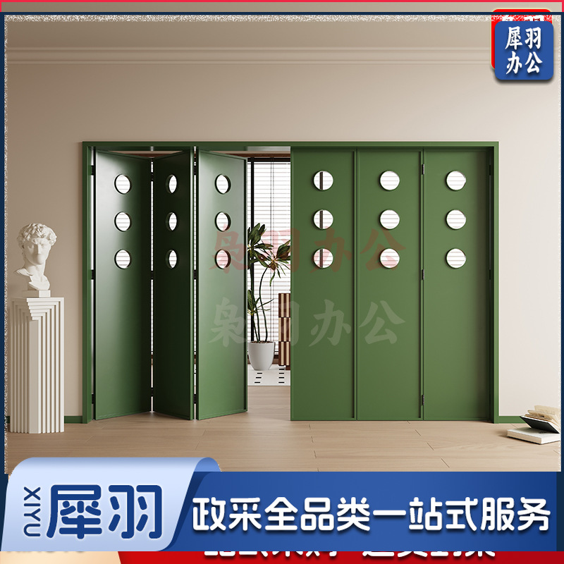 法式复古折叠门厨房门阳台门玻璃门移门奶油风铝合金折叠推拉门（洞洞折叠门白色款式）平方