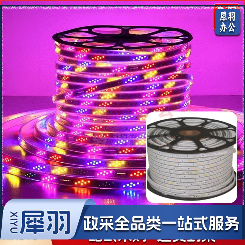 led高压六彩户外跑马流水灯带亮化工程招牌门头防水节日氛围灯（双直排2835-96珠-10mm 两线六彩段跳）