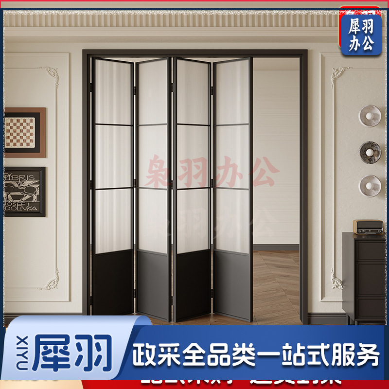 法式复古折叠门厨房门阳台门玻璃门移门奶油风铝合金折叠推拉门（法式折叠门包套）平方