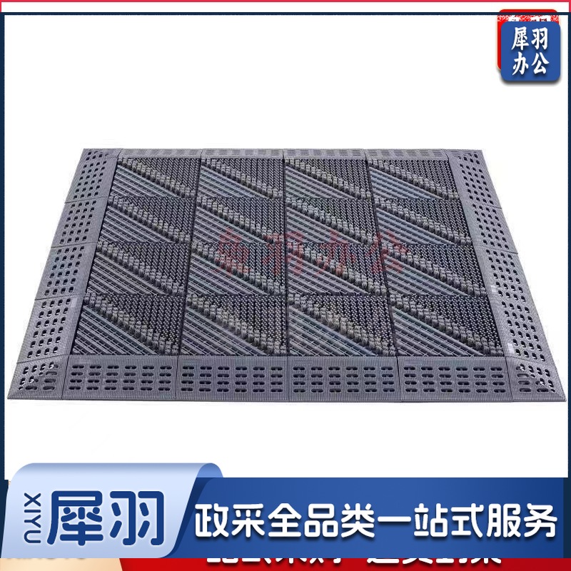 室外防滑防水地垫（灰色单刷灰毛90*210）塑料拼接除尘地板酒店入户门口毛刷镂空款式