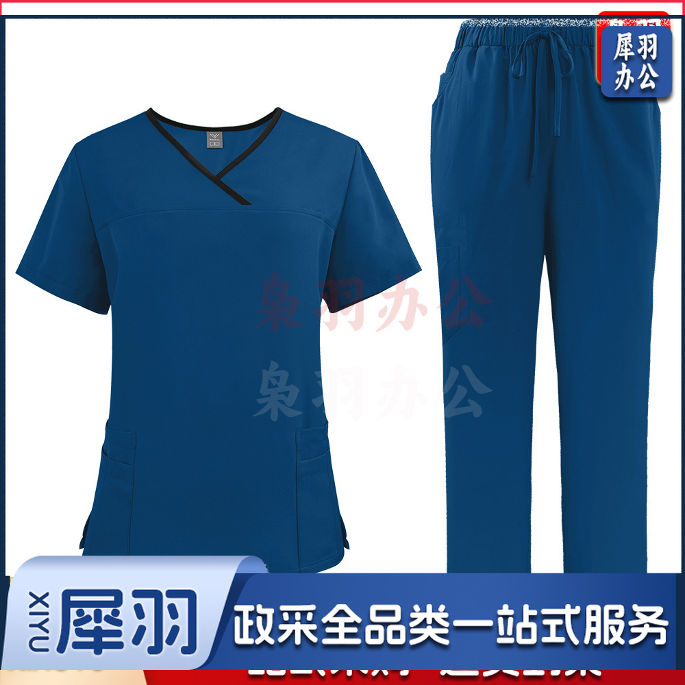 出口洗手衣分体套装短袖刷手衣女牙科诊所医 生工作服医护制服