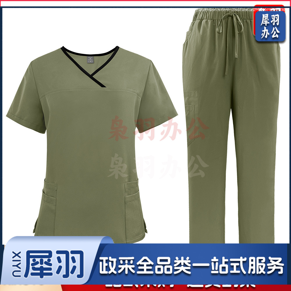 出口洗手衣分体套装短袖刷手衣女牙科诊所医 生工作服医护制服