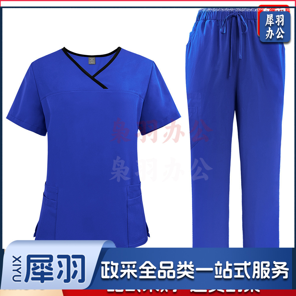 出口洗手衣分体套装短袖刷手衣女牙科诊所医 生工作服医护制服