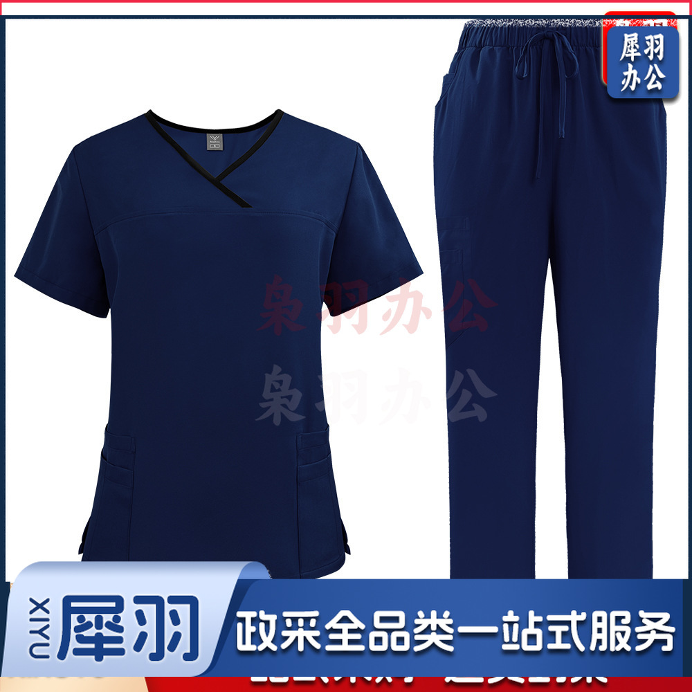 出口洗手衣分体套装短袖刷手衣女牙科诊所医 生工作服医护制服