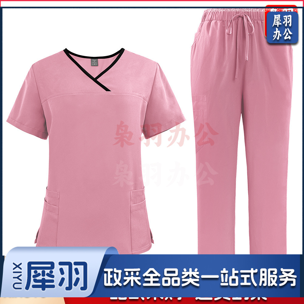 出口洗手衣分体套装短袖刷手衣女牙科诊所医 生工作服医护制服
