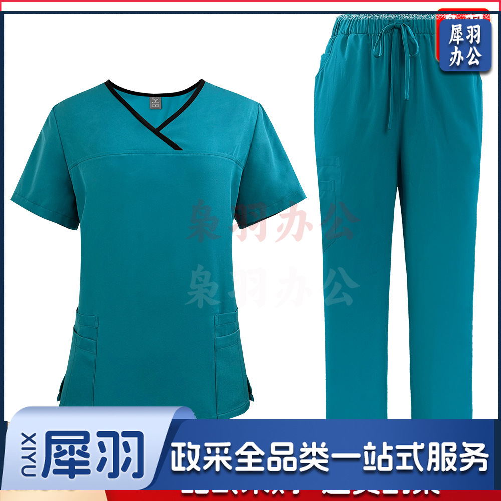 出口洗手衣分体套装短袖刷手衣女牙科诊所医 生工作服医护制服