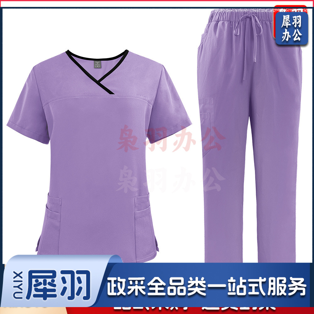 出口洗手衣分体套装短袖刷手衣女牙科诊所医 生工作服医护制服