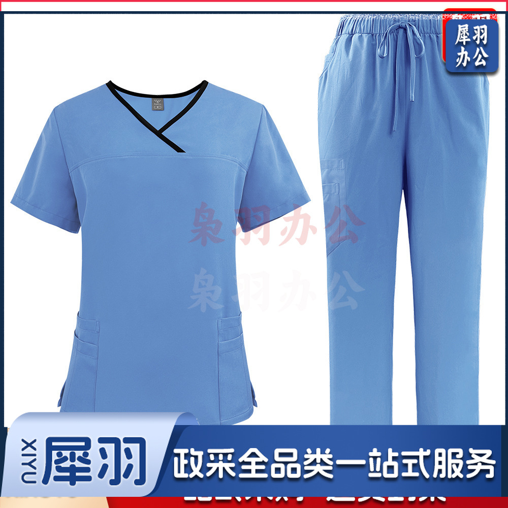 出口洗手衣分体套装短袖刷手衣女牙科诊所医 生工作服医护制服