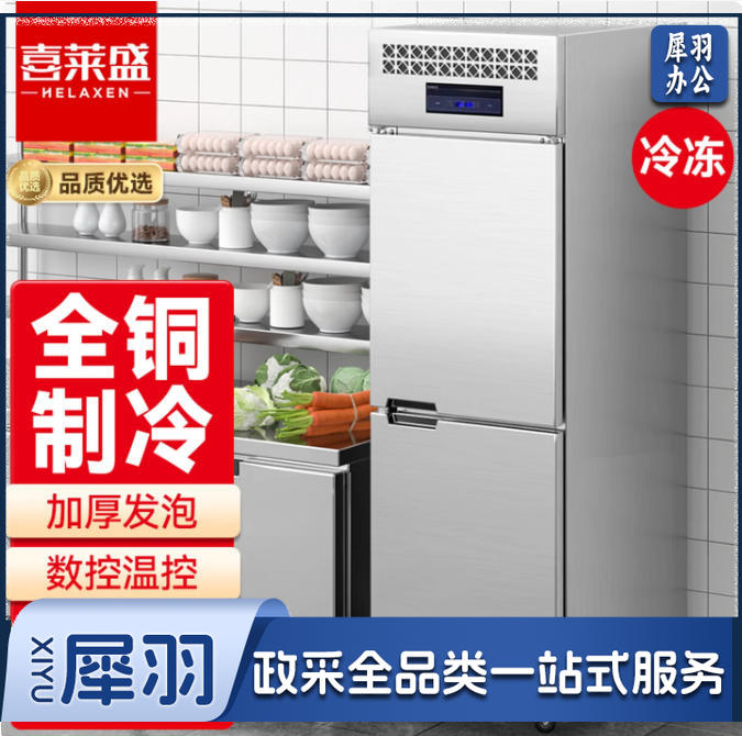 喜莱盛商用冰箱四六门厨房冰箱后厨不锈钢冰柜全铜管展示柜冷藏上下双门（冷冻款）豪华款XLS-2D