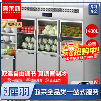 喜莱盛商用冰柜四六门厨房冰箱后厨不锈钢展示柜六门双温（上玻璃门冷藏下不锈钢门冷冻）豪华款 XLS-6BS