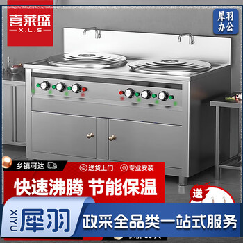 喜莱盛（XLS）煮面桶商用煮面炉电热燃气煤气节能保温汤面炉电煮锅不锈钢麻辣烫机汤粥炉 方形双头电热标准款220/380v 40型