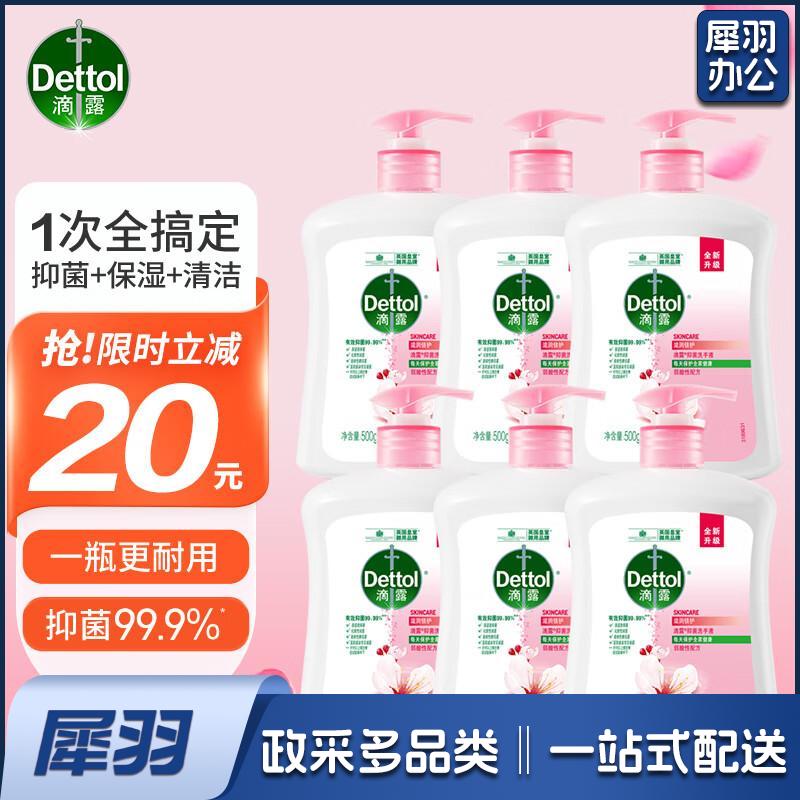 滴露Dettol健康抑菌洗手液滋润倍护 500g*6瓶 有效抑菌99.9% 囤货必选滋润倍护500g*6