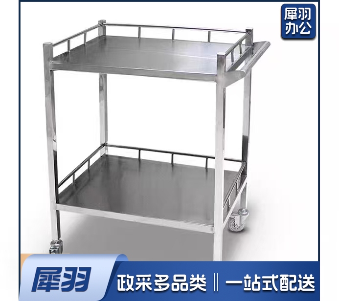 不锈钢小推车 双层手推车 二层无抽屉