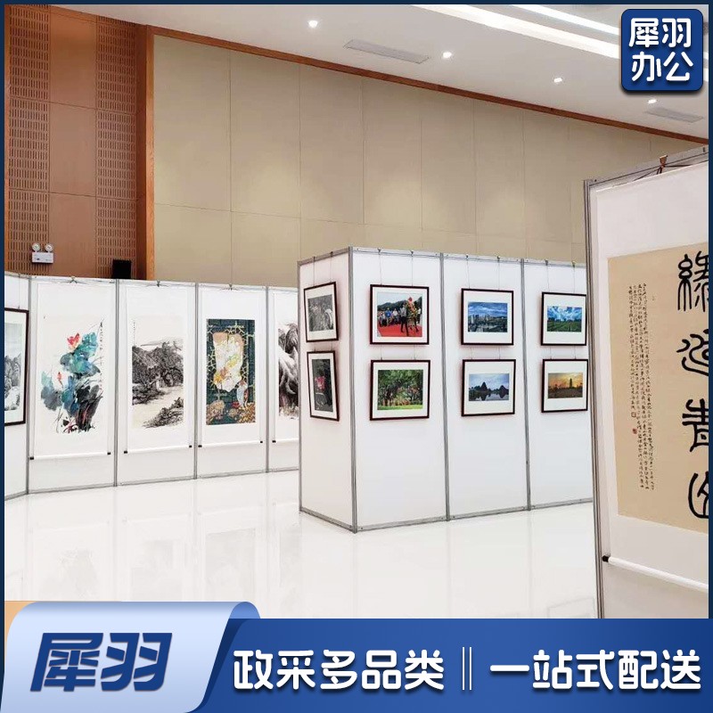 60*160cm折叠层板书画展板带轮可移动展架折叠平屏风铝合金展示架