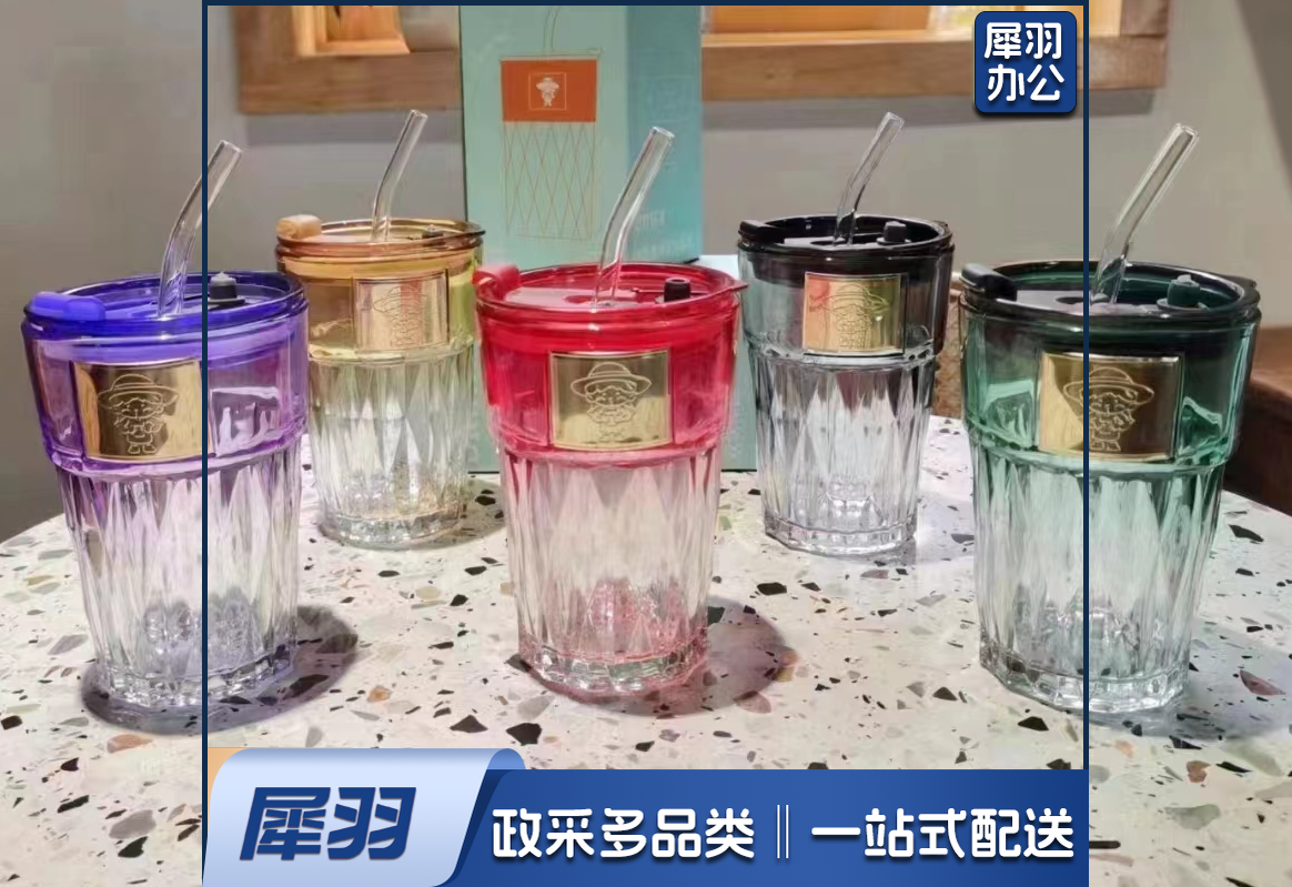 玻璃杯水杯大容量杯子学生便携吸管杯